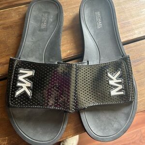 Michael Kors Black Slide Sandals with Logo